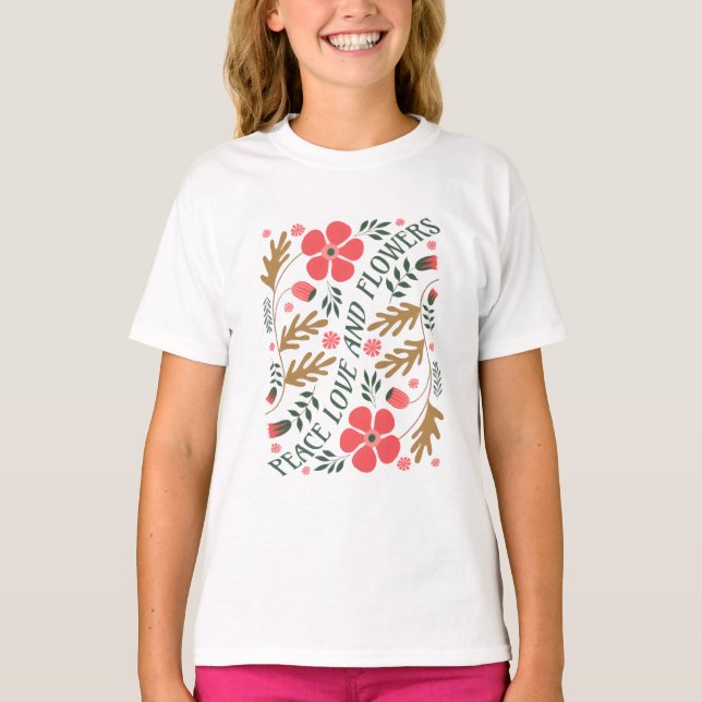 T-shirt Peace, Love and Flowers – Floral Tee (Devant)