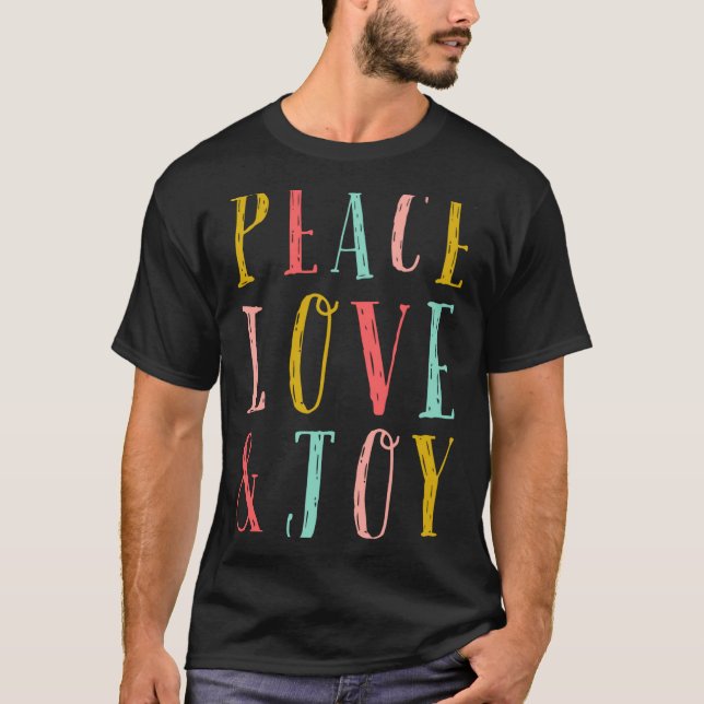 T-shirt Peace Love And Joy Whimsical Holiday Toddler  (Devant)