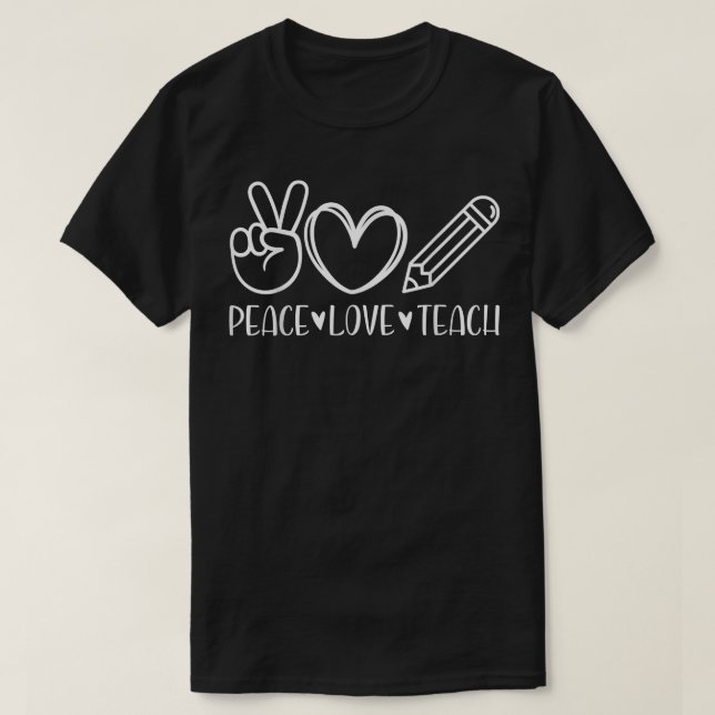 T-shirt Peace Love Appréciation de l'enseignant Apple Firs (Design devant)