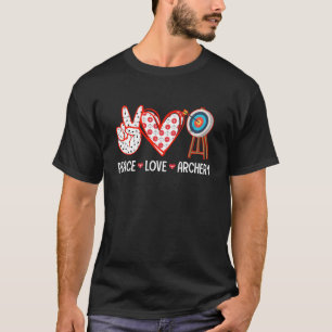 T-shirt Peace Love Archery Cible Hommes Femmes Filles Arch