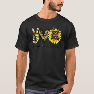 T-shirt Peace Love Australian Kelpie Chien Sunflower