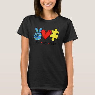 T-shirt Peace Love Autism Puzzle Sensibilisation sur l'aut