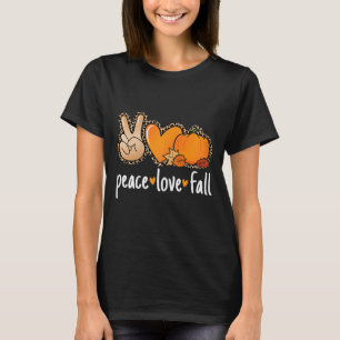 T-shirt Peace Love Automne Citrouille Automne Thanksgiving