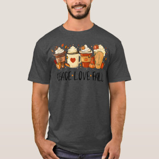 T-shirt Peace Love Automne Vibes Citrouille Saison Automne