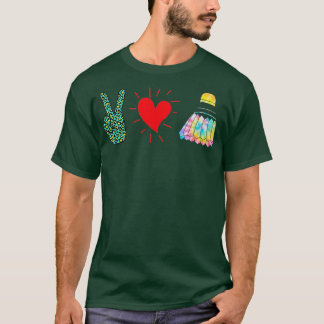 T-shirt peace love badminton shuttlecock T
