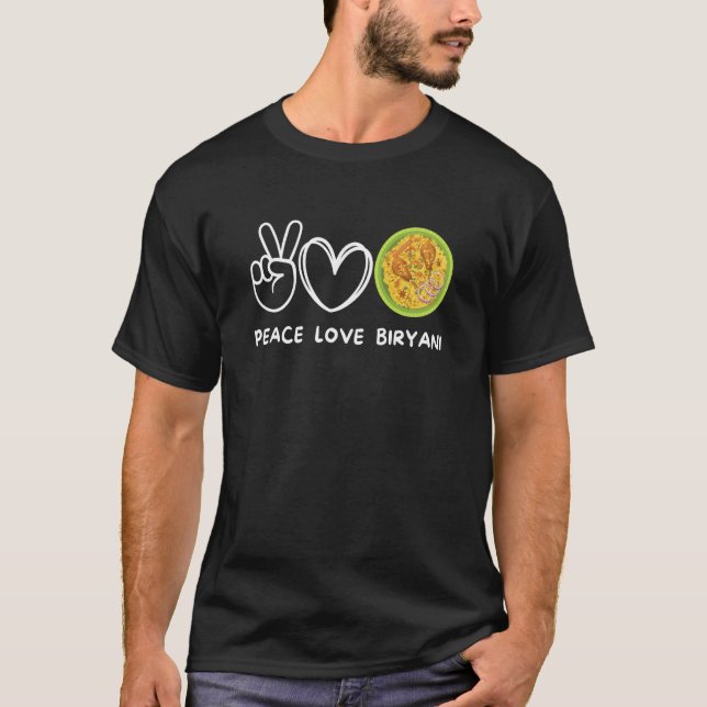 T-shirt Peace Love Biryani Retro Biryani  Food (Devant)