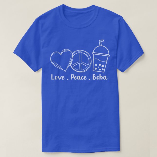 T-shirt Peace Love Boba Bubble Tea Drink Tapioca Boba Tea  (Design devant)