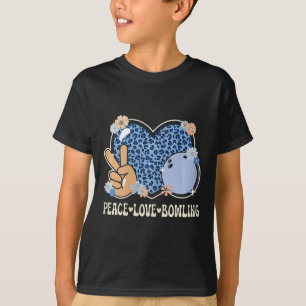 T-shirt Peace Love Bowling Lover Empreintes de léopard Gir