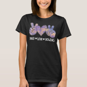 T-shirt Peace Love Bowling Tie Dye Colorful Rainbow Bowlin