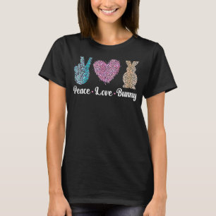 T-shirt Peace Love Bunny Leopard Soupir Coeur Mains Enfant