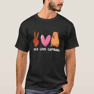 T-shirt Peace Love Capybara Animal Aquatique Rodent Capy