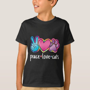 T-shirt Peace Love Chats Cute Chat Kitten Lover Chat Paw