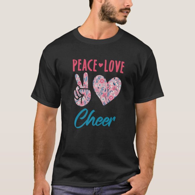 T-shirt Peace Love Cheer Cute Cheerleading Cheerleader Coa (Devant)