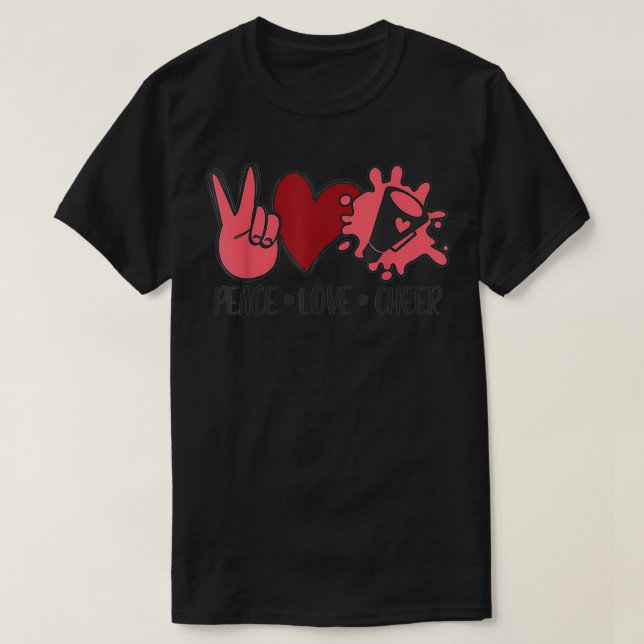 T-shirt Peace Love cheerled graphique cheerleader cadeau (Design devant)