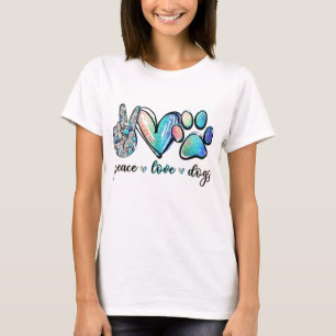 T-shirt Peace Love Chiens Funny Paw Amoureux des chiens Ch