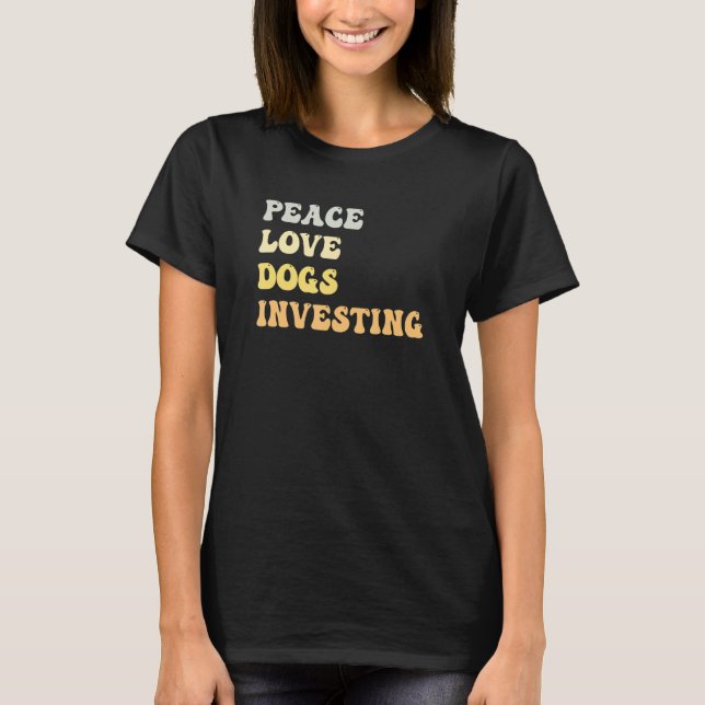 T-shirt Peace Love Chiens Investir Retro (Devant)