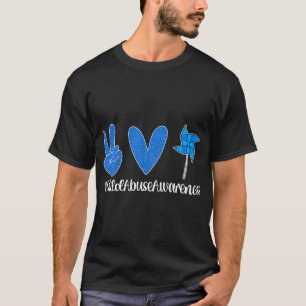 T-shirt Peace Love Child Abuse Prevention Mois de sensibil