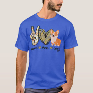 T-shirt Peace Love Corgi Funny Chien Maman Mères Fête Cade