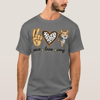T-shirt Peace Love Corgicute petits chiens