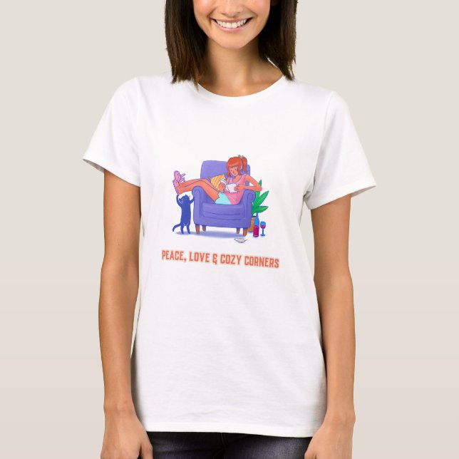 T-shirt Peace, Love & Cozy Corners Cozy Aesthetic Home (Devant)