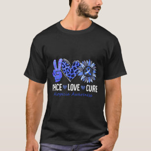 T-shirt Peace Love Cure Alopecia Sensibilisation Bleu Tour
