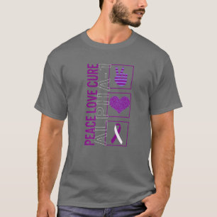 T-shirt Peace Love Cure Alpha 1 Awareness Ribbon Warrior S