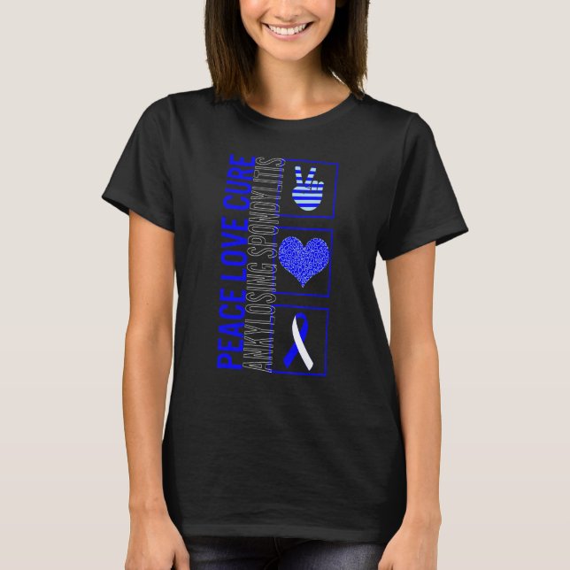 T-shirt Peace Love Cure Ankylosing Spondylitis Awareness R (Devant)