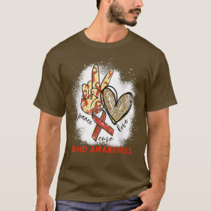 T-shirt Peace Love Cure Bleached ADHD Sensibilisation 1137