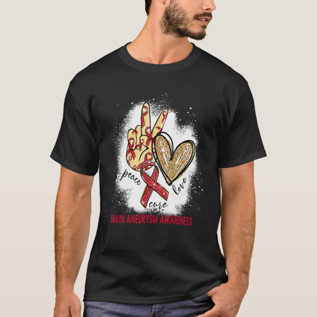 T-shirt Peace Love Cure Bleached Cerveau Aneurysme Sensibi (Devant)