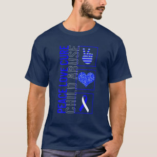 T-shirt Peace Love Cure Child Abuse Awareness Ribbon Warri