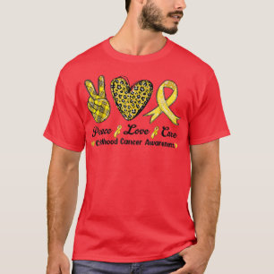 T-shirt Peace Love Cure Chilhood Cancer Awareness Leopart