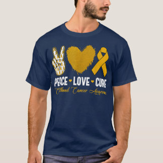 T-shirt Peace Love Cure Chilhood Cancer Awareness Mois W