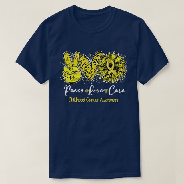 T-shirt Peace Love Cure Enfance Cancer Sensibilisation Sun (Design devant)