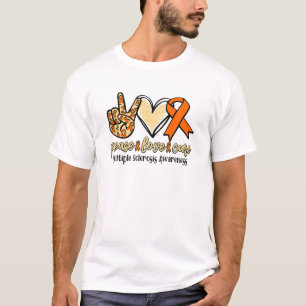 T-shirt Peace Love Cure Multiple Sclerosis Sensibilisation