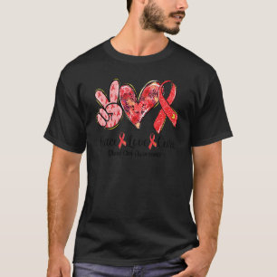 T-shirt Peace Love Cure Red Ribbon Sensibilisation à la cl
