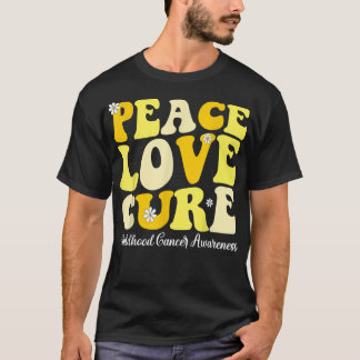 T-shirt Peace Love Cure Retro Sensibilisation au cancer ch