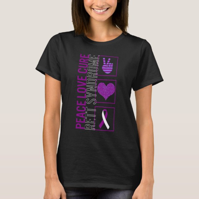 T-shirt Peace Love Cure Rett Syndrome Sensibilisation Ruba (Devant)