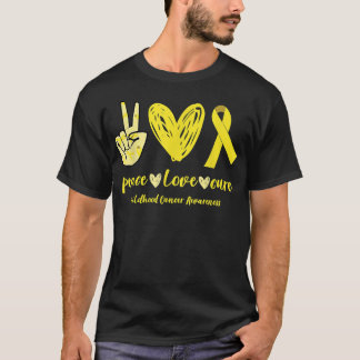 T-shirt Peace Love Cure Ribbon Sensibilisation au cancer c
