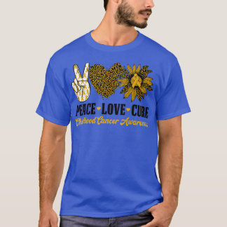 T-shirt Peace Love Cure Tournesol Enfance Cancer