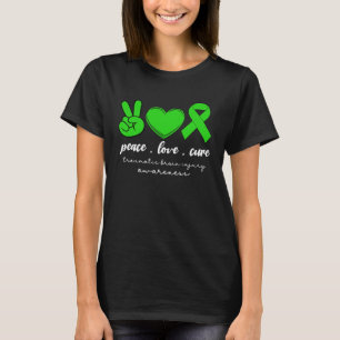 T-shirt Peace Love Cure Traumatic Brain Injury Femmes TBI 