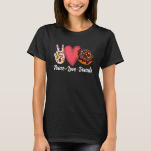 T-shirt Peace Love Donuts Doughnut Hommes Femmes Garçons F
