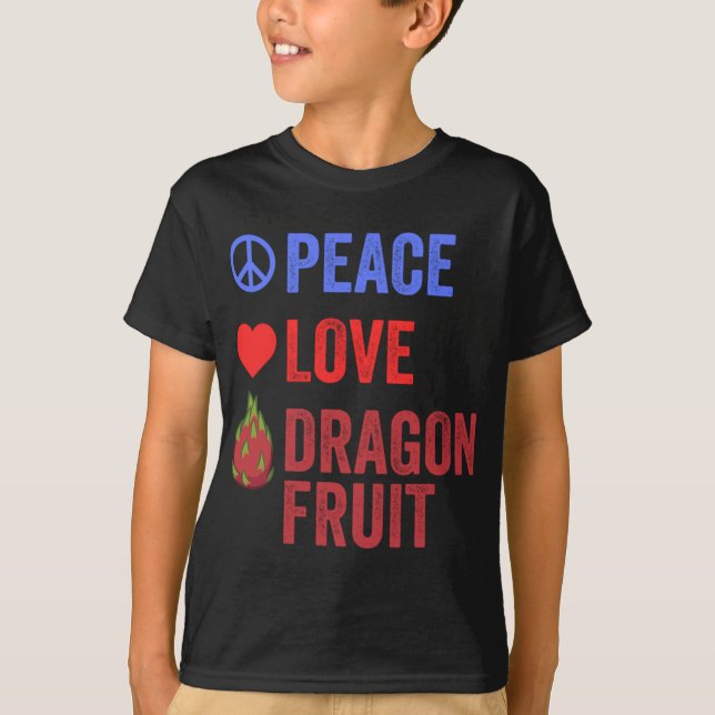 T-shirt Peace Love Dragon Fruit Populaire Pitahaya Fruit L (Devant)