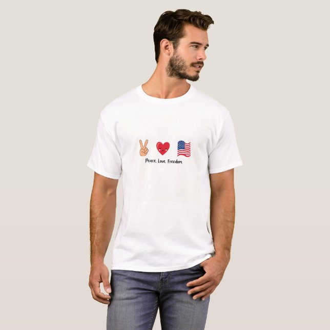 T-shirt Peace Love Freedom USA Shirt (Devant entier)