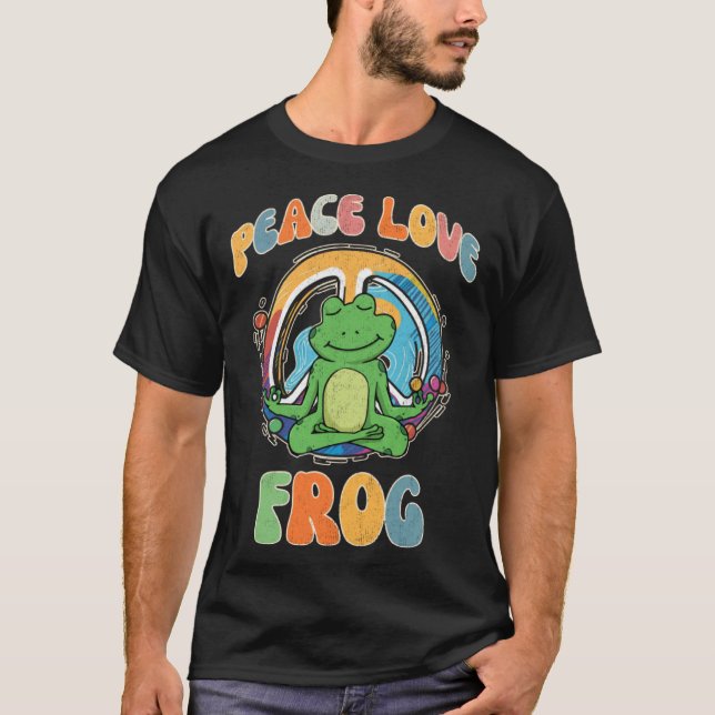 T-shirt Peace Love Frog Hippie Yoga Hippies Méditation Hu (Devant)