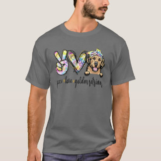 T-shirt Peace Love Golden-Retriever Funny Chien Maman mama