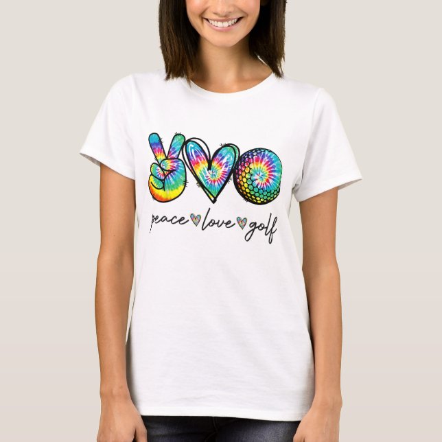 T-shirt Peace Love Golf Tie Dye Cute Golf Amateurs (Devant)