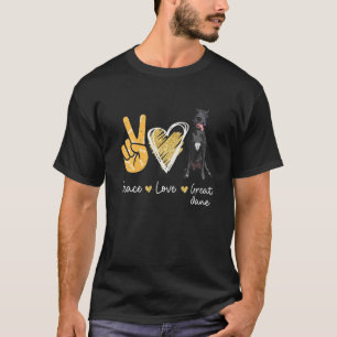T-shirt Peace Love Grands Amoureux de les chiens Danois