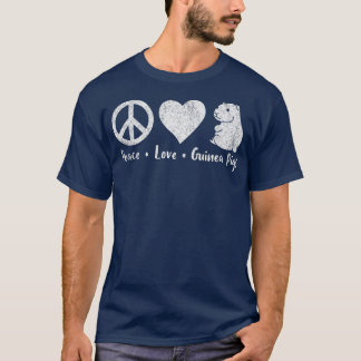 T-shirt Peace Love Guinea Pigs Lover Wheek Retro Premium43