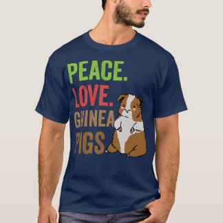 T-shirt Peace Love Guinée Chiens Animaux Animaux Animaux A