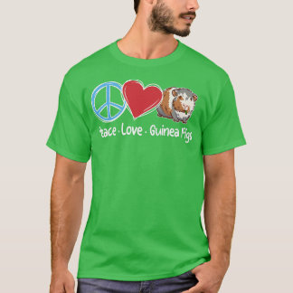 T-shirt Peace Love Guinée Chiens mignons Guinée Cochon Ani